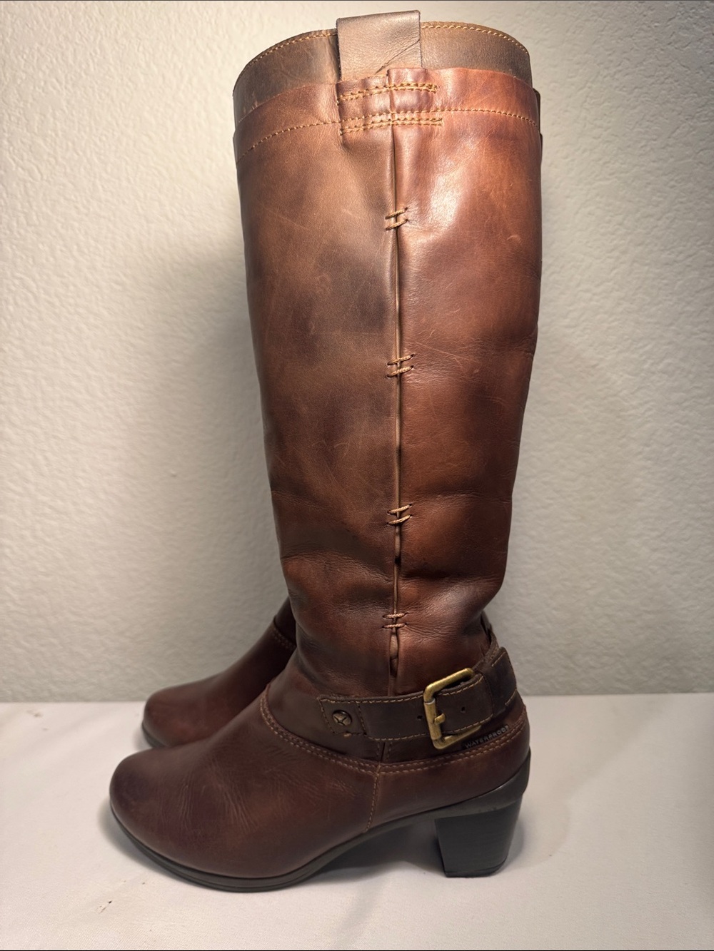 PIKOLINOS Women's Brown Leather Mid-Calf Heeled Boots